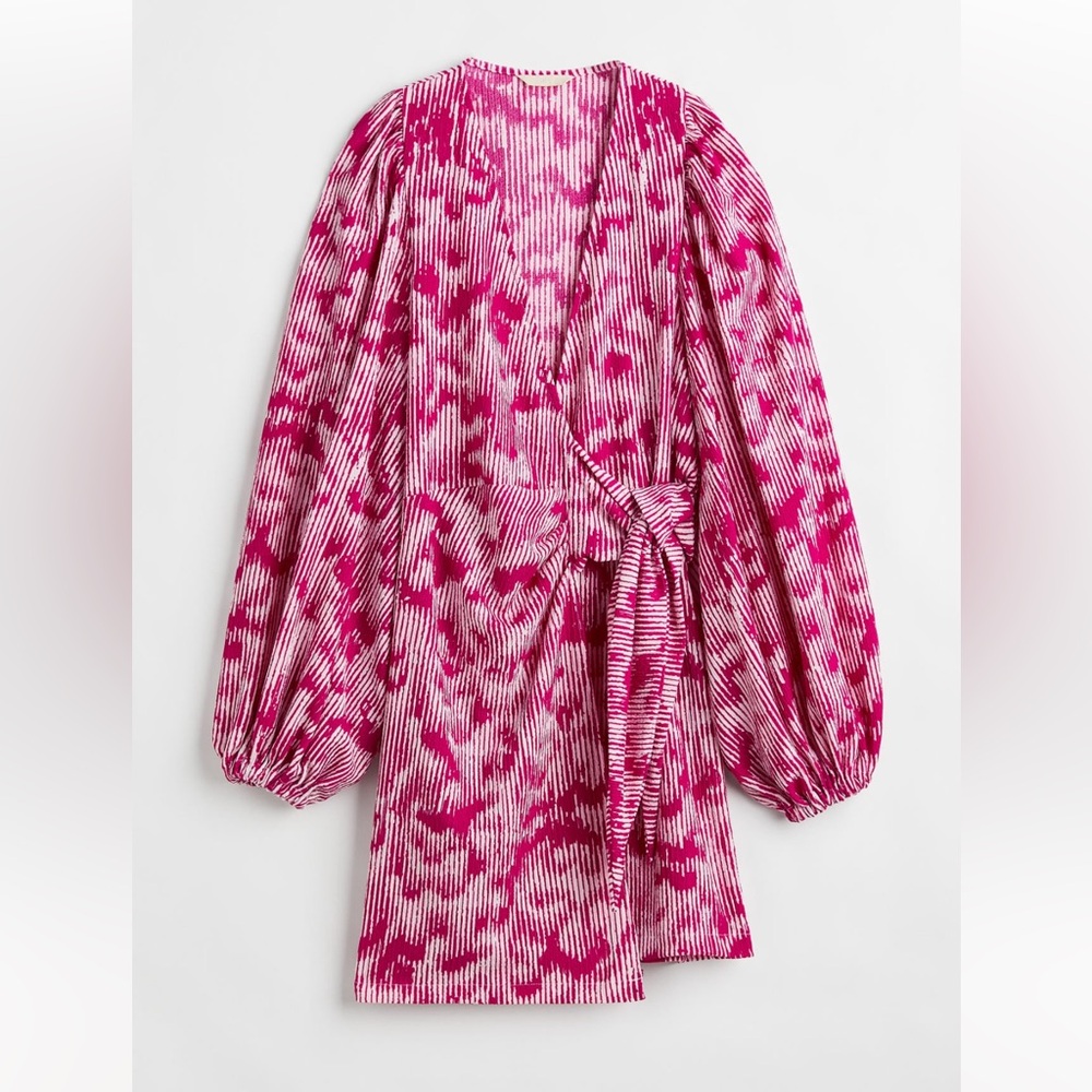 H&M balloon sleeve wrap dress